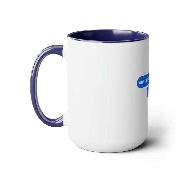 "Our Deadline is Tonight" Funny Workspace Two-Tone Coffee Mugs, 15oz - Mug - Designity Art