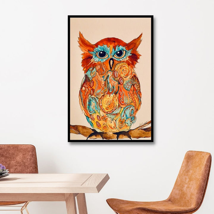 Owl Abstract Canvas Wall Art - Designity Art