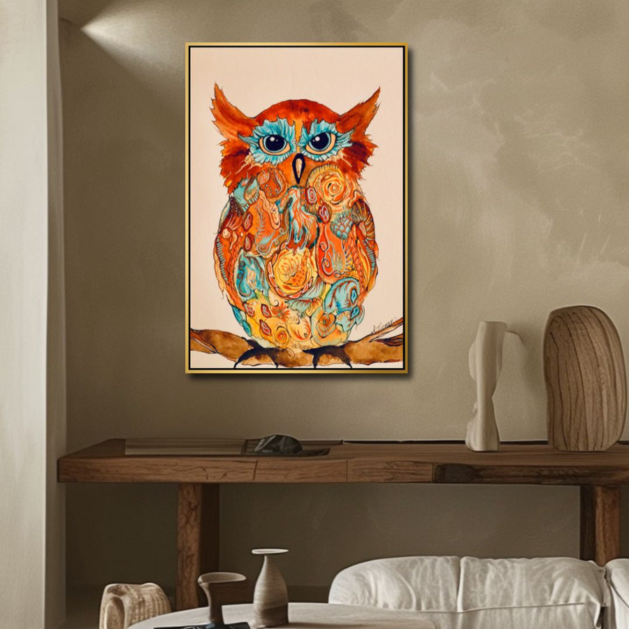 Owl Abstract Canvas Wall Art - Designity Art