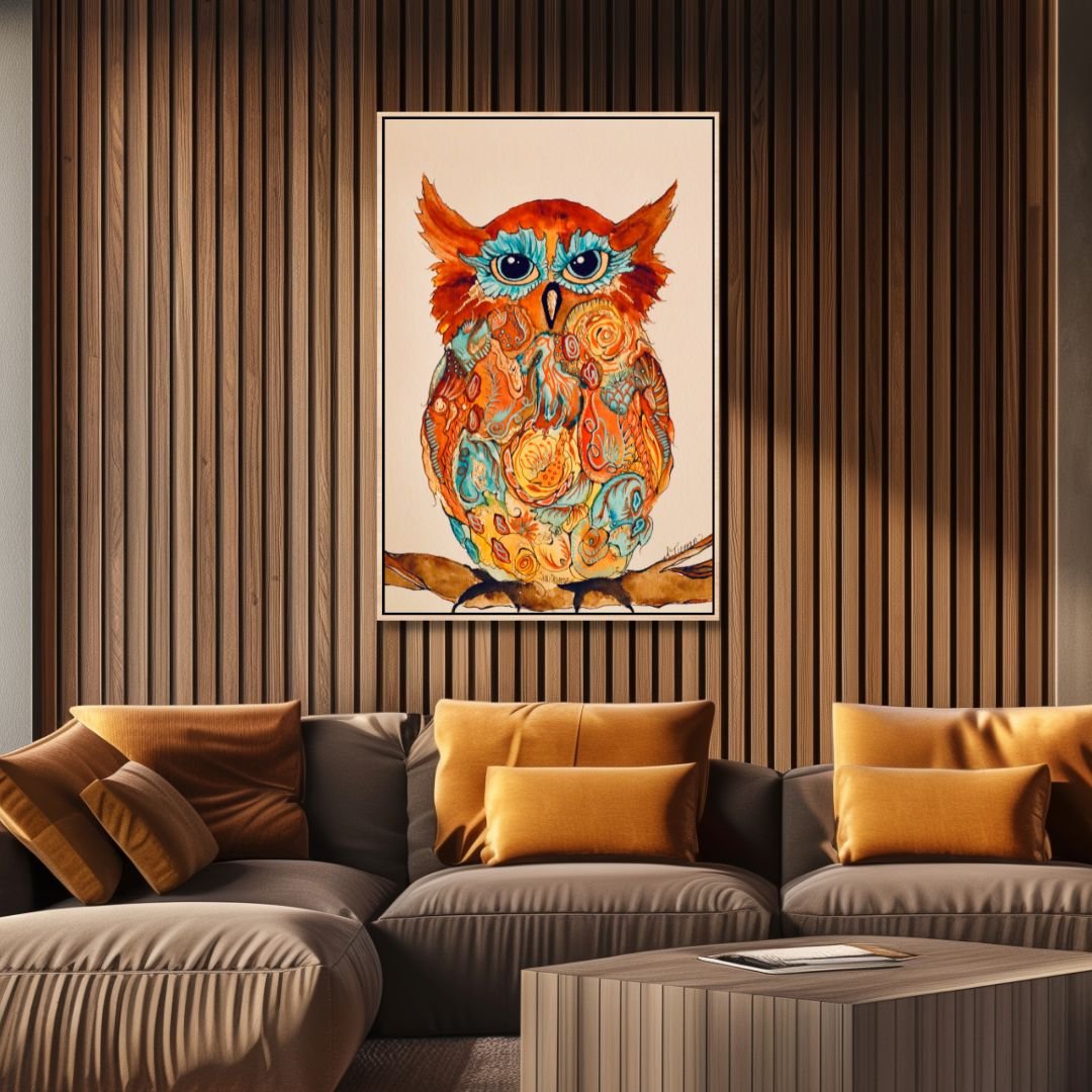 Owl Abstract Canvas Wall Art - Designity Art