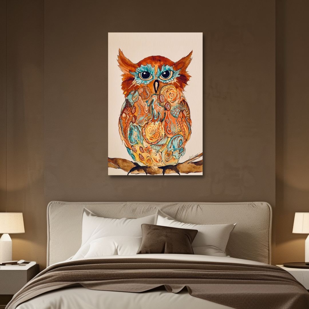 Owl Abstract Canvas Wall Art - Designity Art