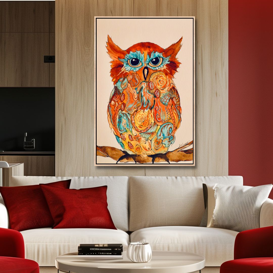 Owl Abstract Canvas Wall Art - Designity Art