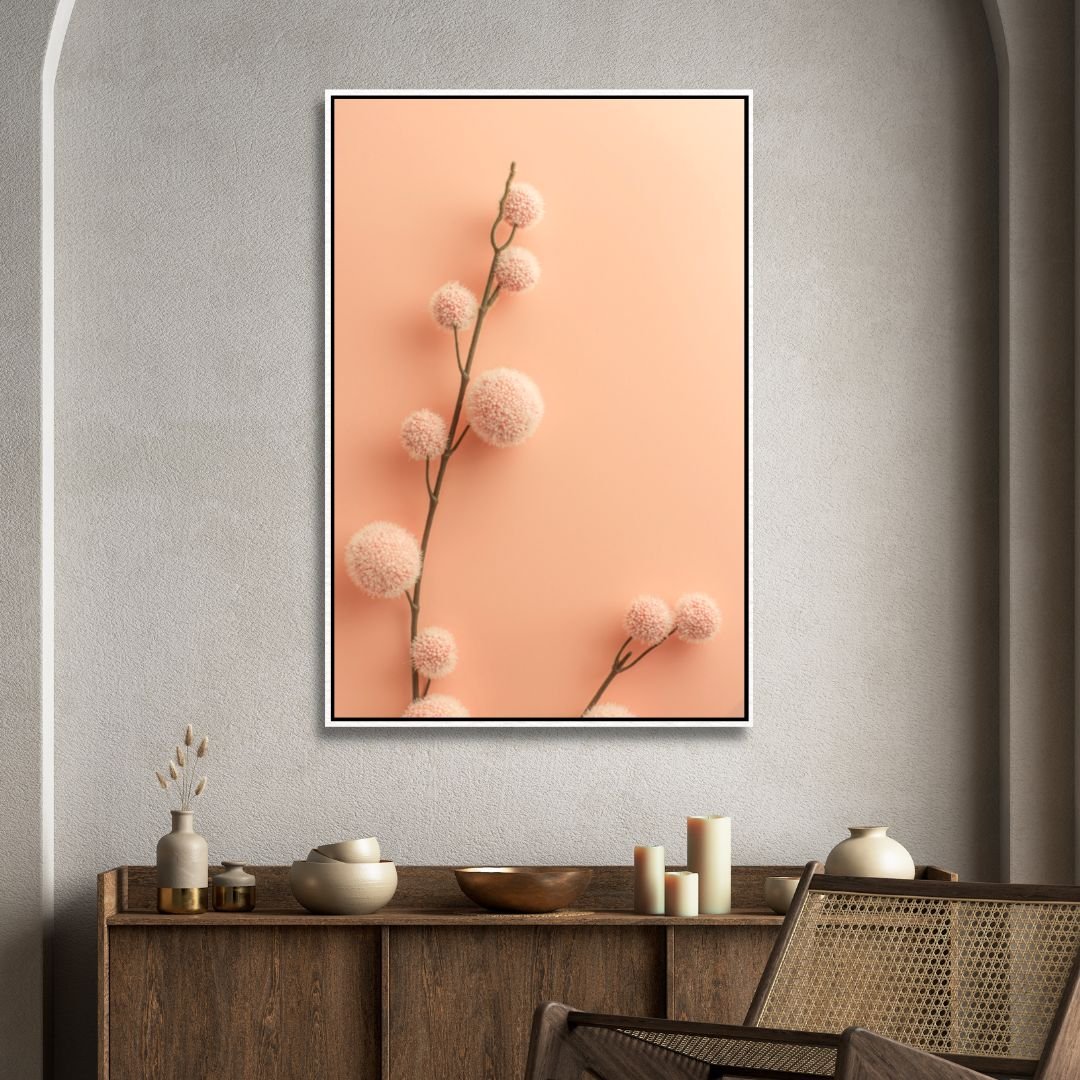 Peach Fuzz Fluffy Balls Abstract Canvas Wall Art - Designity Art