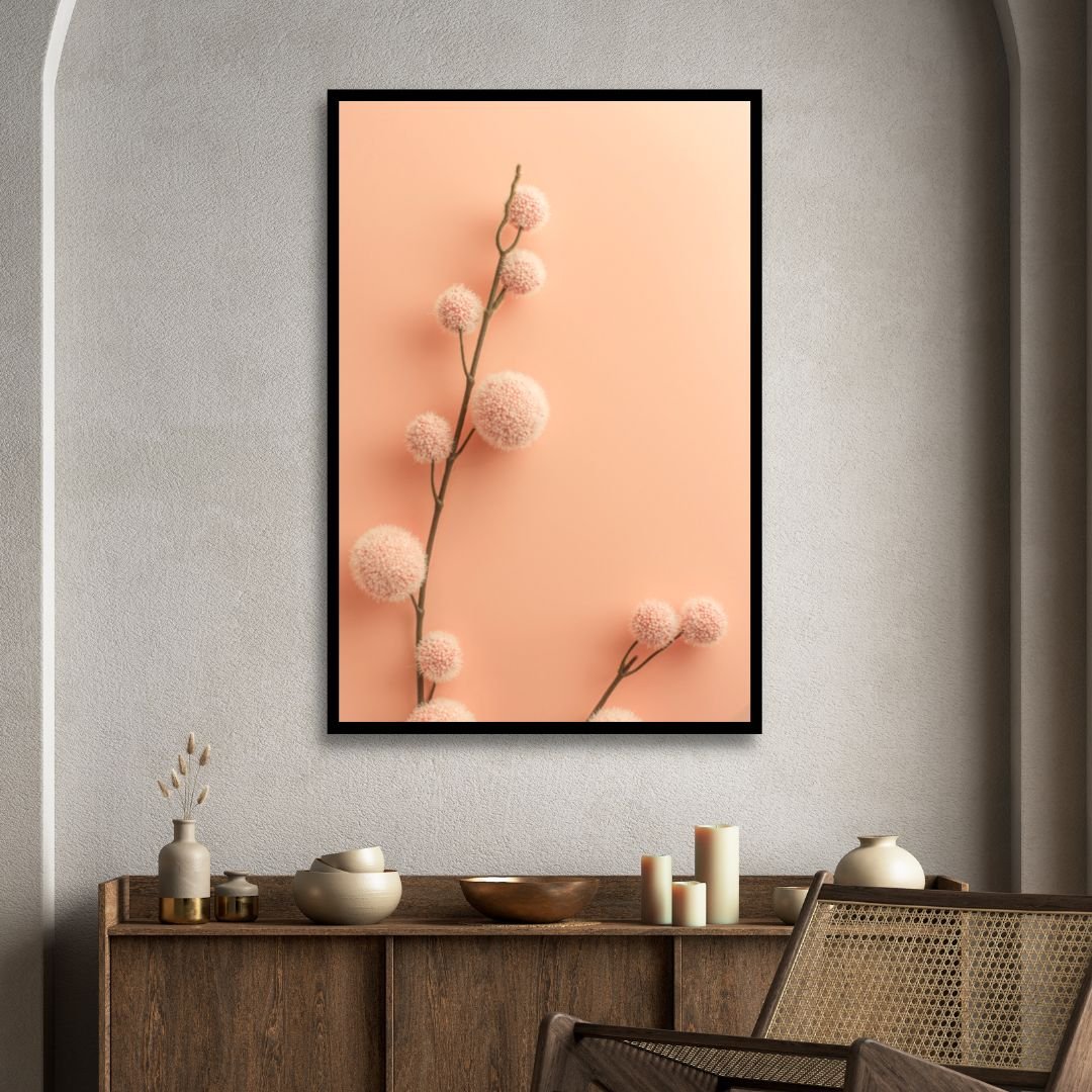 Peach Fuzz Fluffy Balls Abstract Canvas Wall Art - Designity Art