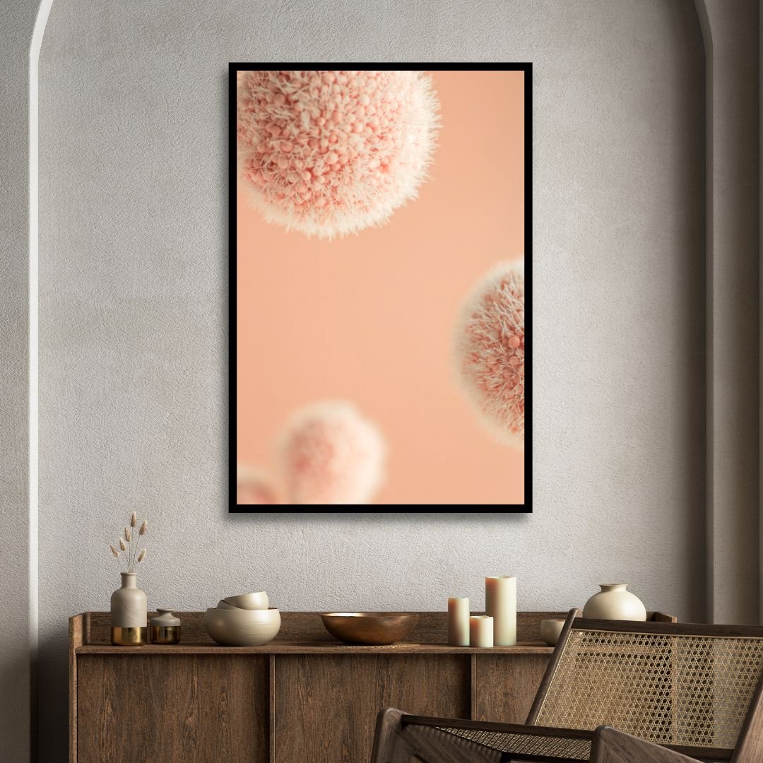 Peach Fuzz Fluffy Balls Abstract Canvas Wall Art - Designity Art