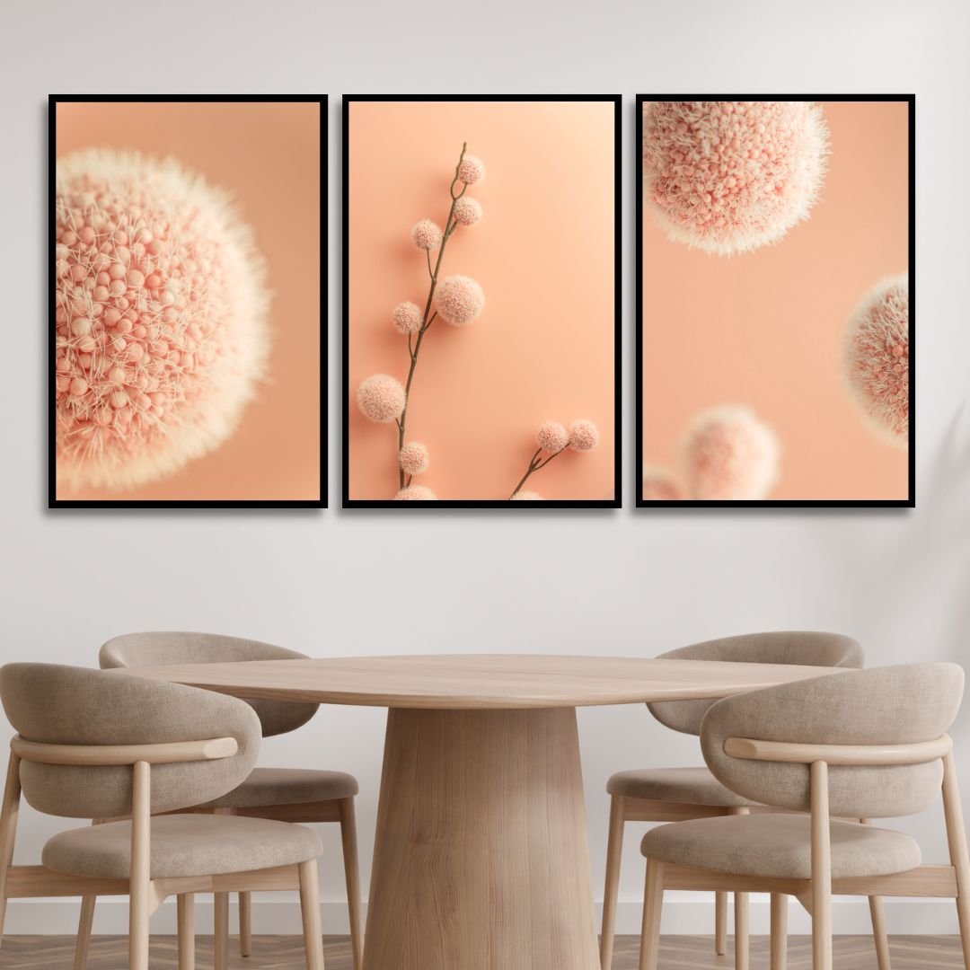 Peach Fuzz Fluffy Balls Abstract Canvas Wall Art - Designity Art