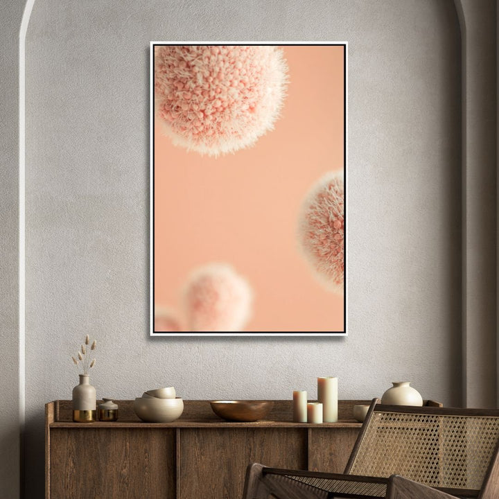 Peach Fuzz Fluffy Balls Abstract Canvas Wall Art - Designity Art