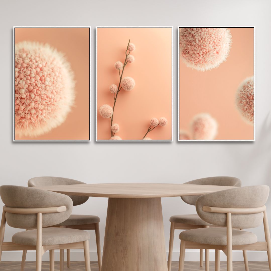 Peach Fuzz Fluffy Balls Abstract Canvas Wall Art - Designity Art