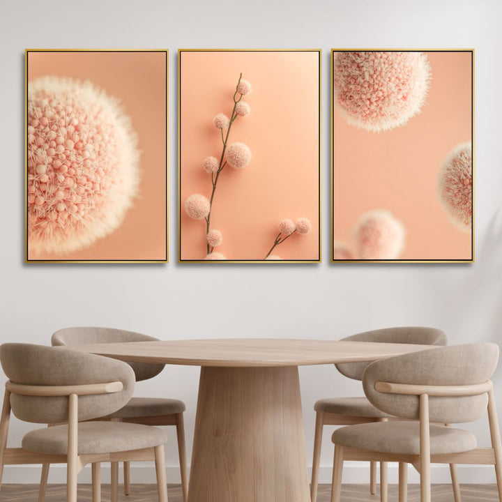 Peach Fuzz Fluffy Balls Abstract Canvas Wall Art - Designity Art