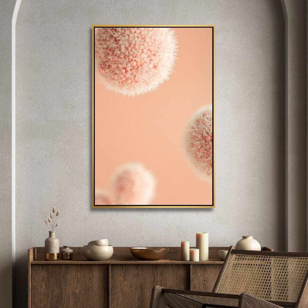 Peach Fuzz Fluffy Balls Abstract Canvas Wall Art - Designity Art