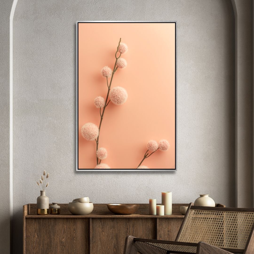 Peach Fuzz Fluffy Balls Abstract Canvas Wall Art - Designity Art