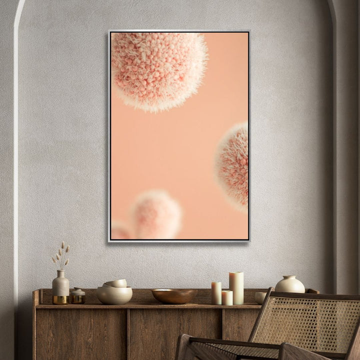 Peach Fuzz Fluffy Balls Abstract Canvas Wall Art - Designity Art