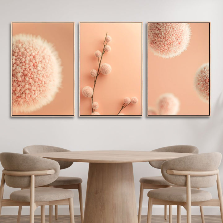 Peach Fuzz Fluffy Balls Abstract Canvas Wall Art - Designity Art