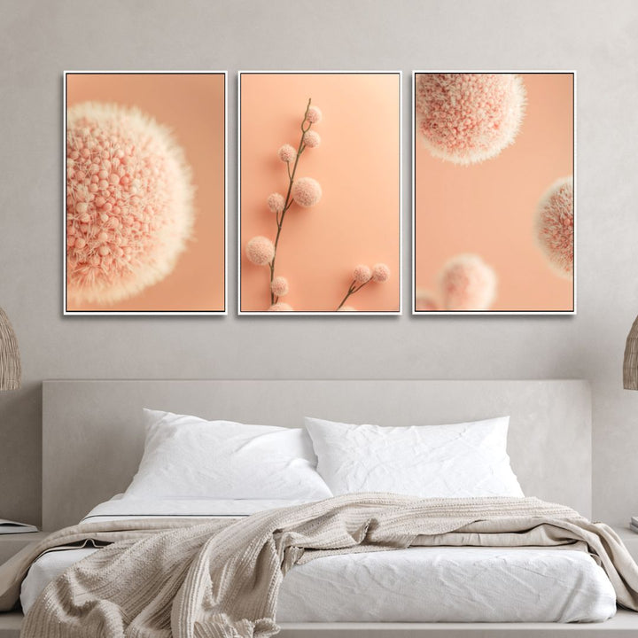 Peach Fuzz Fluffy Balls Abstract Canvas Wall Art - Designity Art