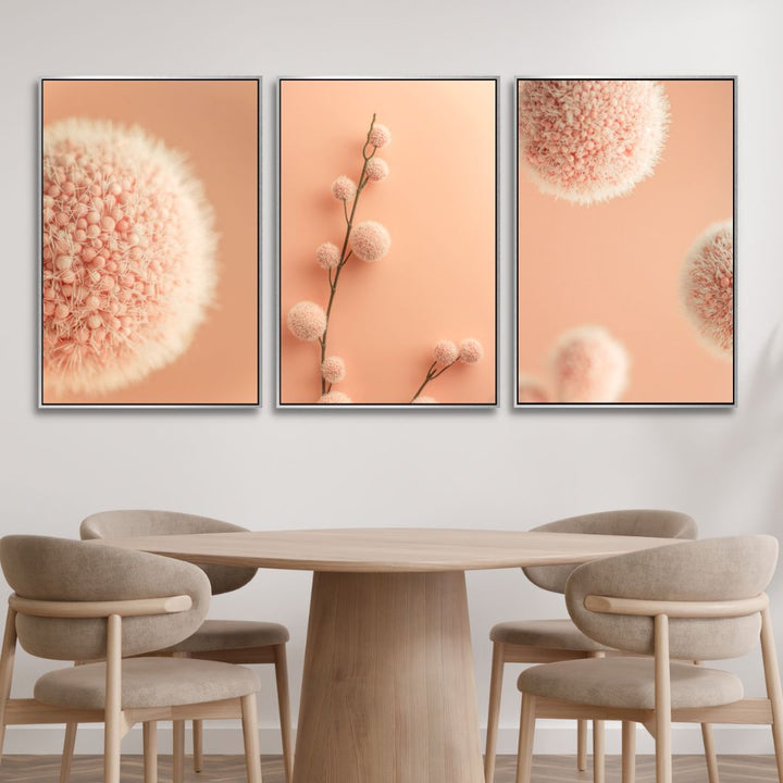 Peach Fuzz Fluffy Balls Abstract Canvas Wall Art - Designity Art