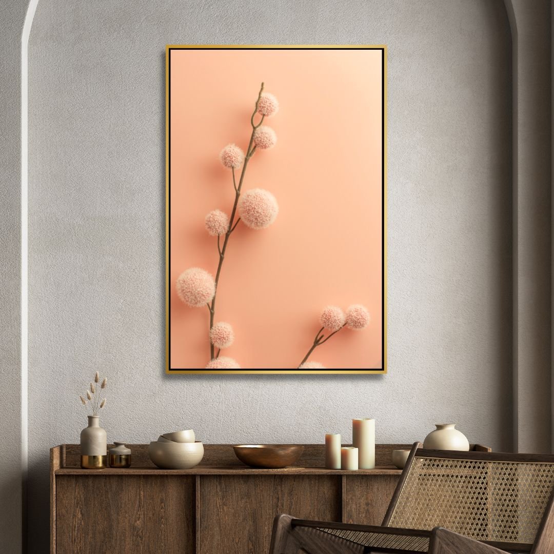 Peach Fuzz Fluffy Balls Abstract Canvas Wall Art - Designity Art