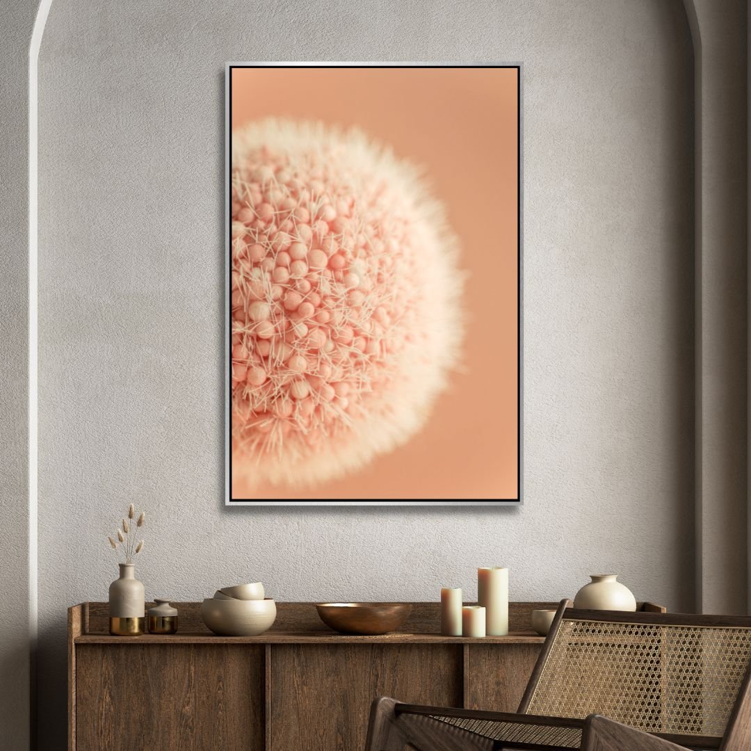 Peach Fuzz Fluffy Balls Abstract Canvas Wall Art - Designity Art