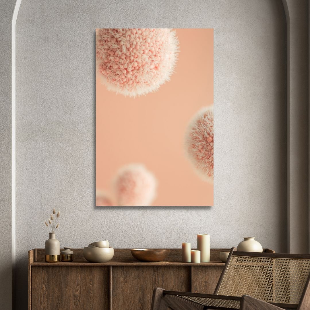 Peach Fuzz Fluffy Balls Abstract Canvas Wall Art - Designity Art