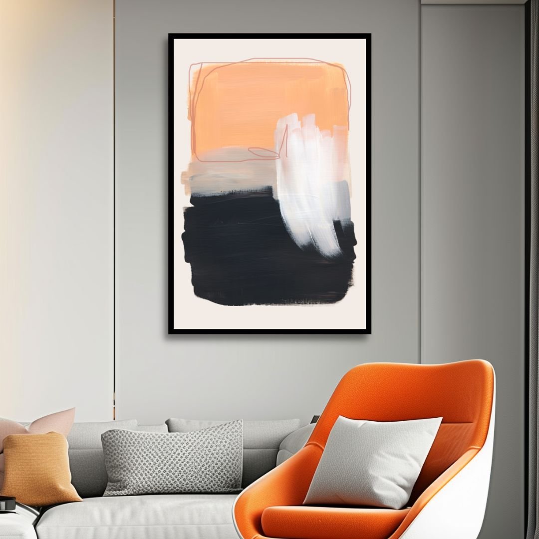 Peach, Gray and Beige Brush Strokes Abstract Art - Designity Art
