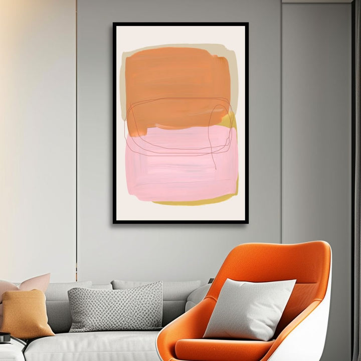 Peach, Gray and Beige Brush Strokes Abstract Art - Designity Art