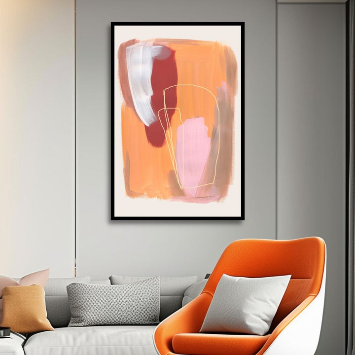 Peach, Gray and Beige Brush Strokes Abstract Art - Designity Art