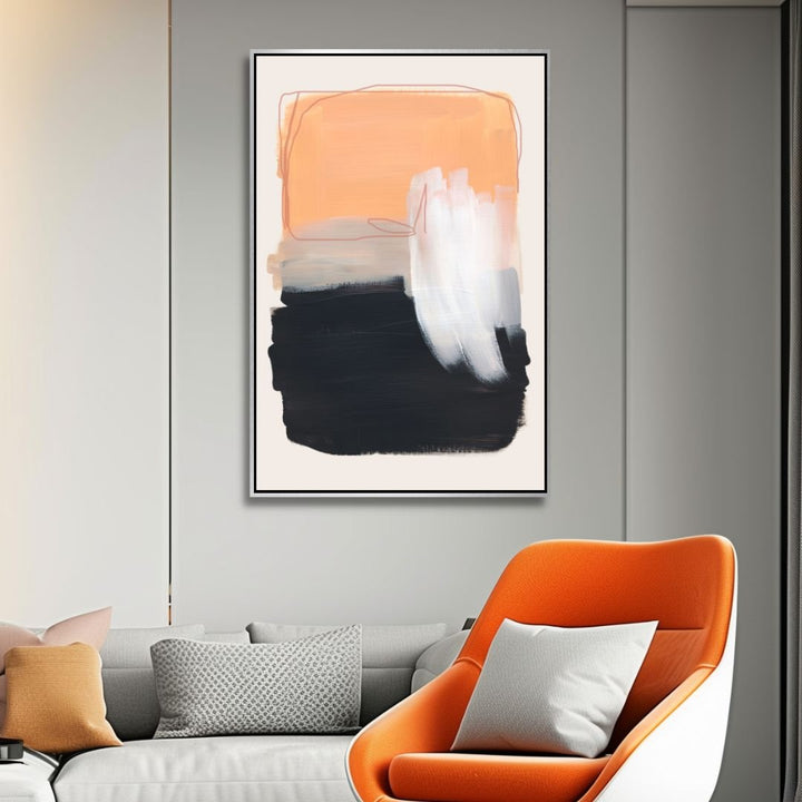 Peach, Gray and Beige Brush Strokes Abstract Art - Designity Art