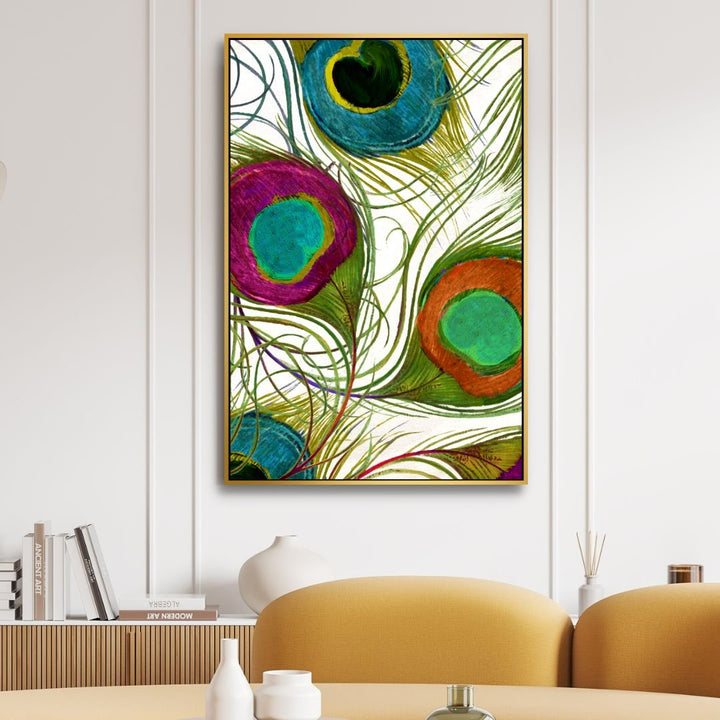 Peacock Feathers Abstract Canvas Art - Designity Art