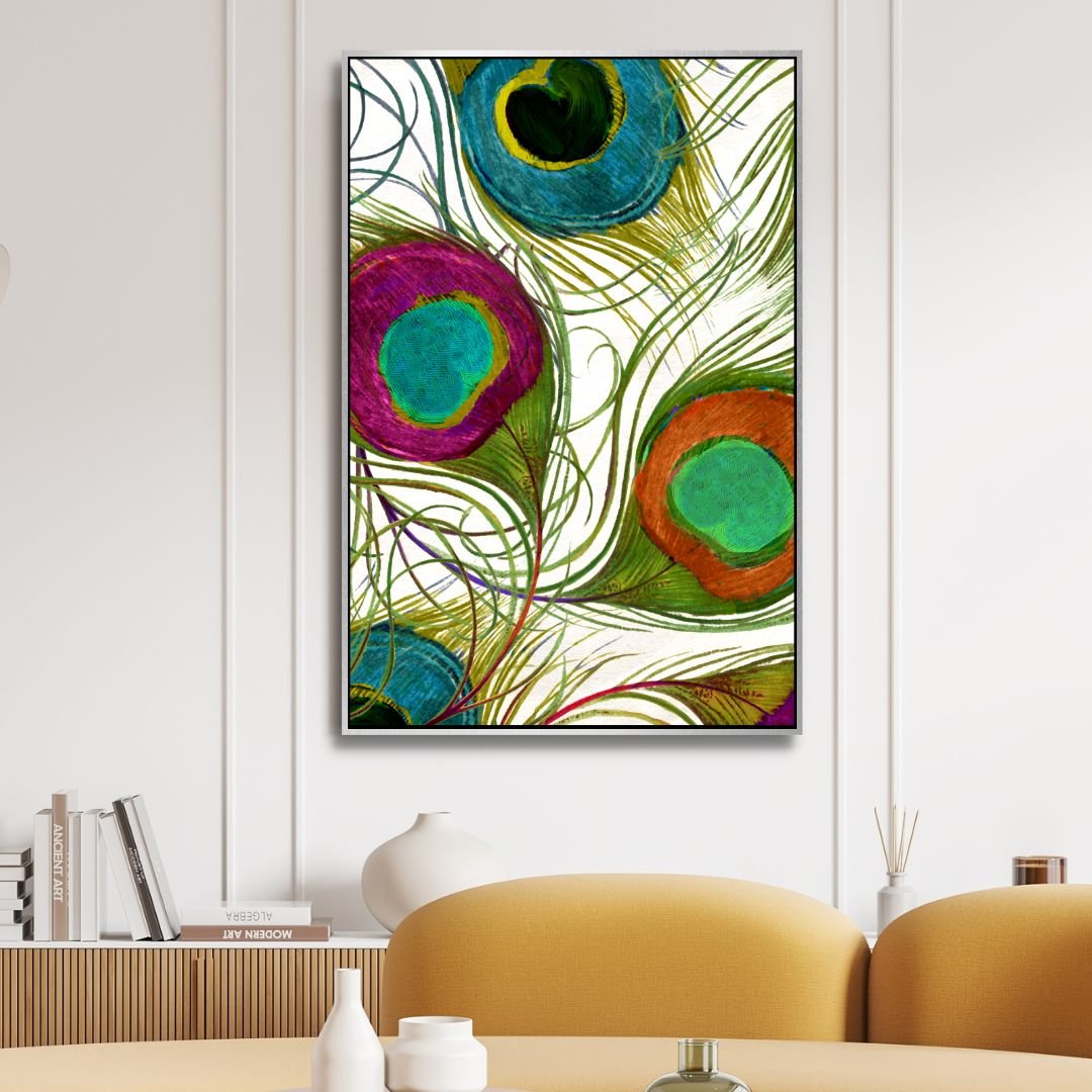 Peacock Feathers Abstract Canvas Art - Designity Art