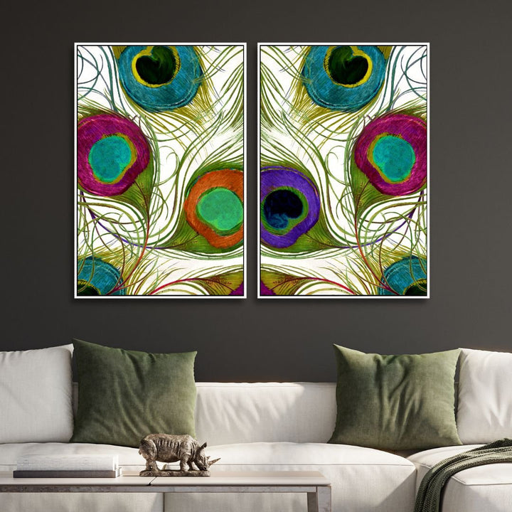 Peacock Feathers Abstract Canvas Art - Designity Art