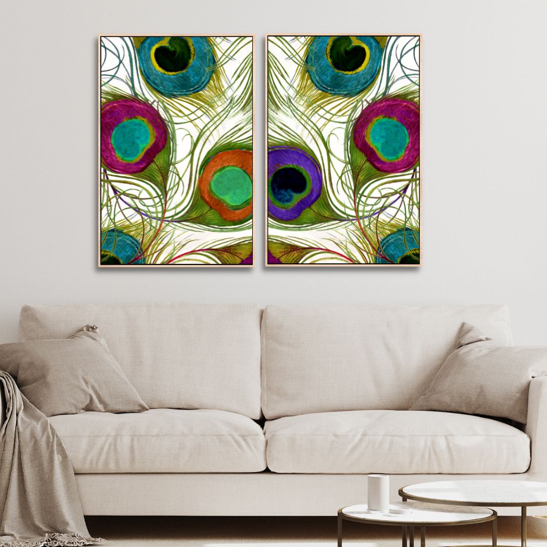 Peacock Feathers Abstract Canvas Art - Designity Art