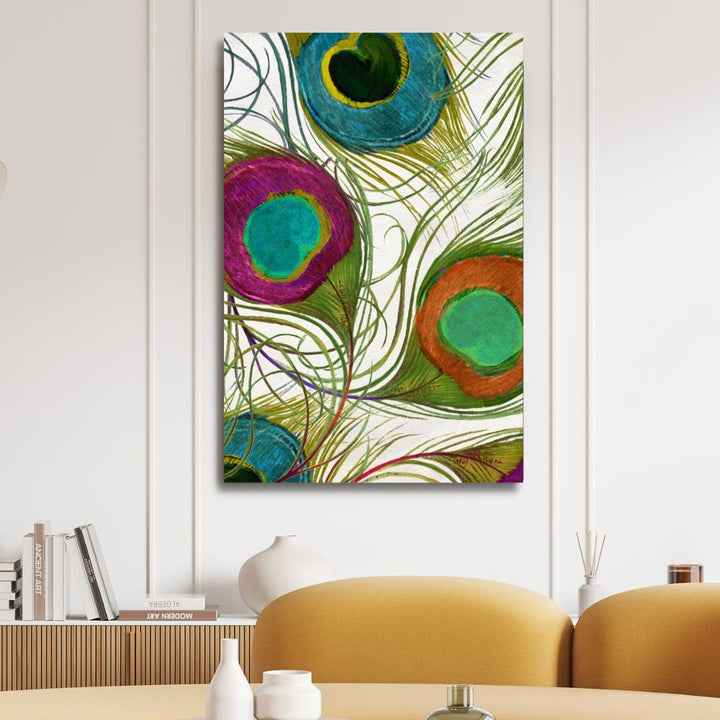 Peacock Feathers Abstract Canvas Art - Designity Art