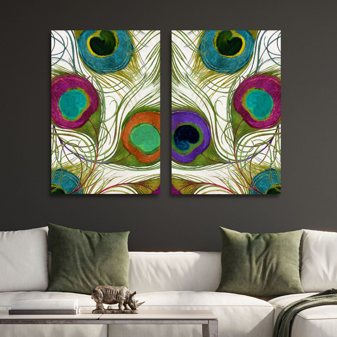 Peacock Feathers Abstract Canvas Art - Designity Art