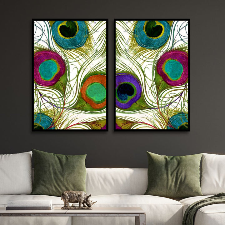 Peacock Feathers Abstract Canvas Art - Designity Art