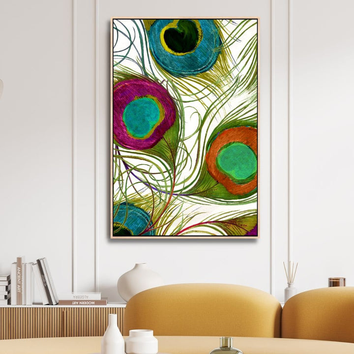 Peacock Feathers Abstract Canvas Art - Designity Art