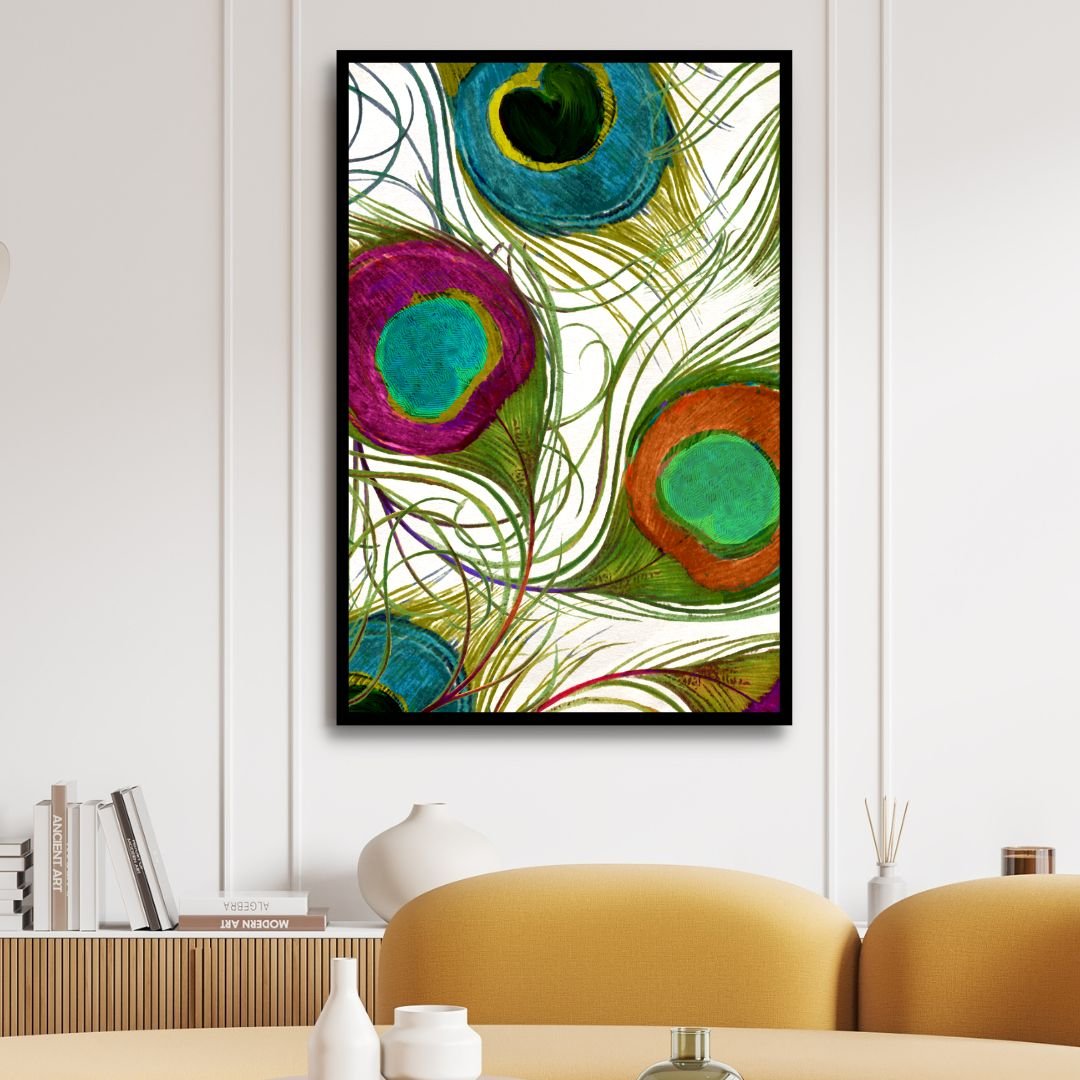 Peacock Feathers Abstract Canvas Art - Designity Art