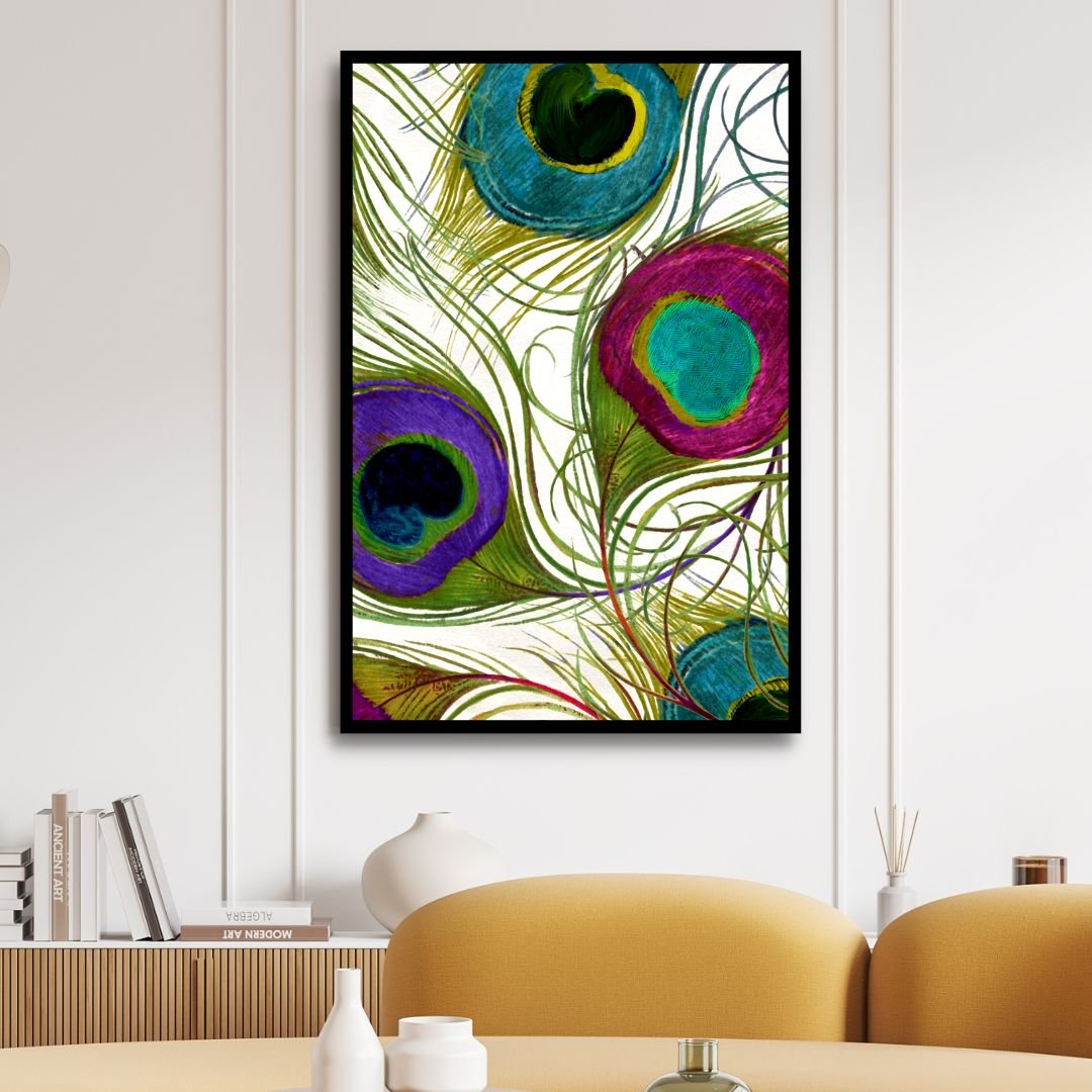 Peacock Feathers Abstract Canvas Art - Designity Art