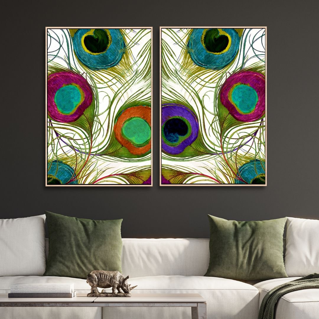 Peacock Feathers Abstract Canvas Art - Designity Art