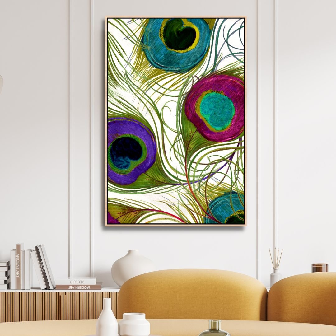 Peacock Feathers Abstract Canvas Art - Designity Art