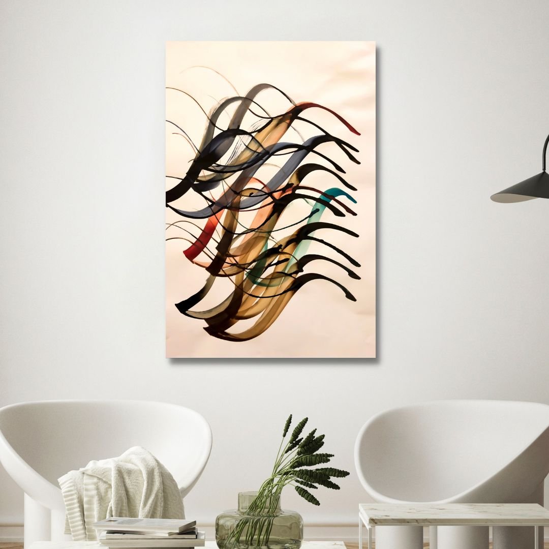 Persian Calligraphy Elements Abstract Canvas Art - Designity Art