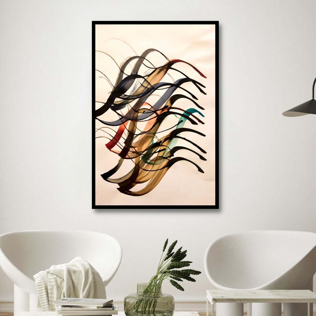 Persian Calligraphy Elements Abstract Canvas Art - Designity Art