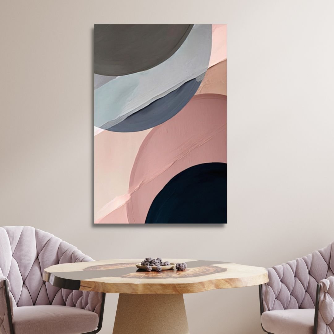 Pink and Blue Watercolor Geometric Abstract Art - Designity Art