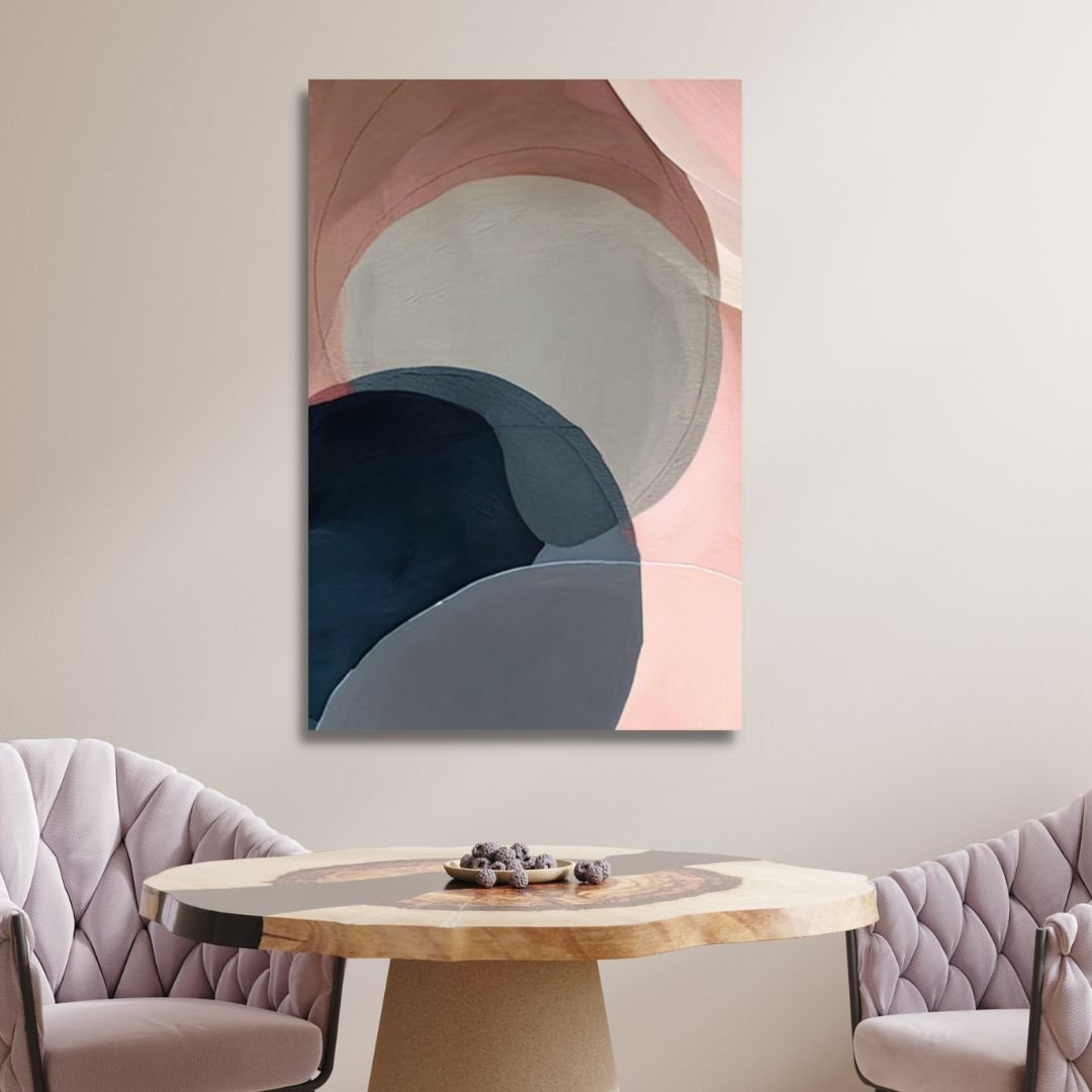 Pink and Blue Watercolor Geometric Abstract Art - Designity Art