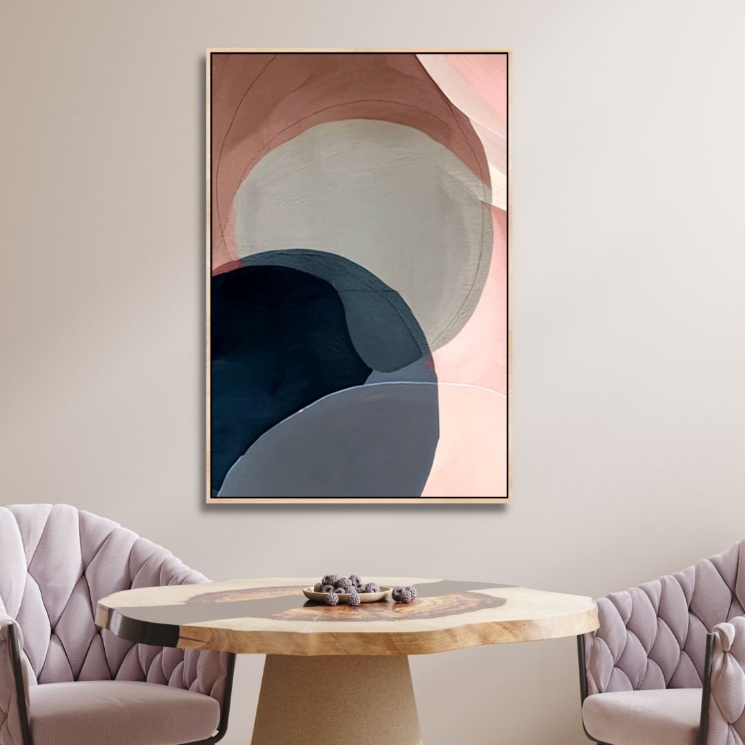 Pink and Blue Watercolor Geometric Abstract Art - Designity Art