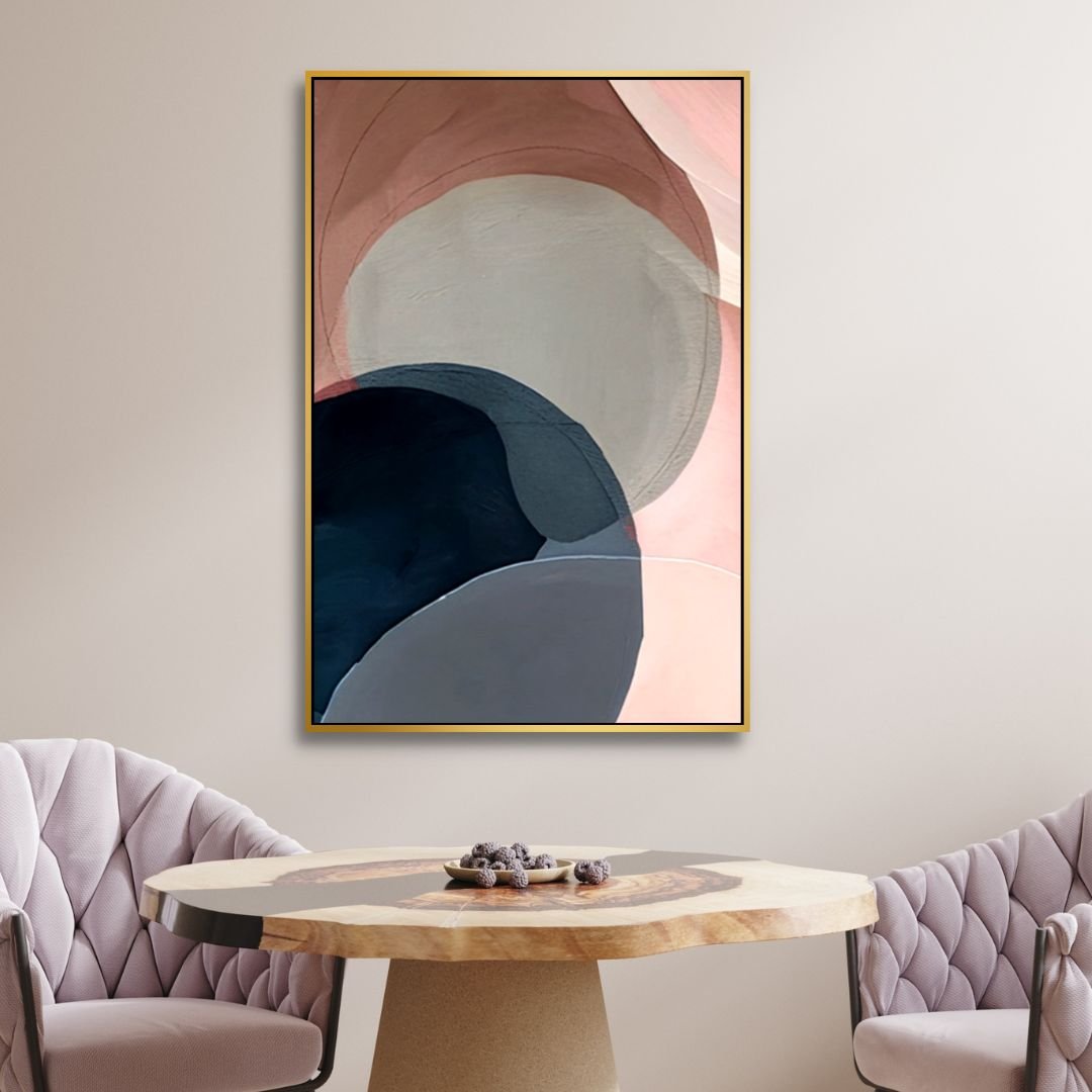 Pink and Blue Watercolor Geometric Abstract Art - Designity Art
