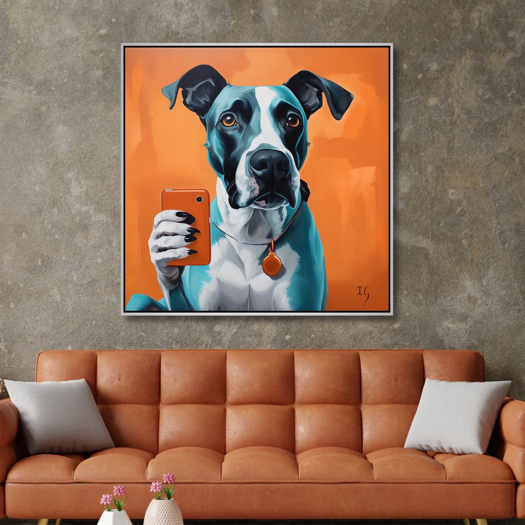 Pitbull’s Selfie Canvas Wall Art - Designity Art