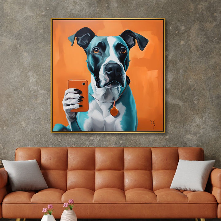 Pitbull’s Selfie Canvas Wall Art - Designity Art