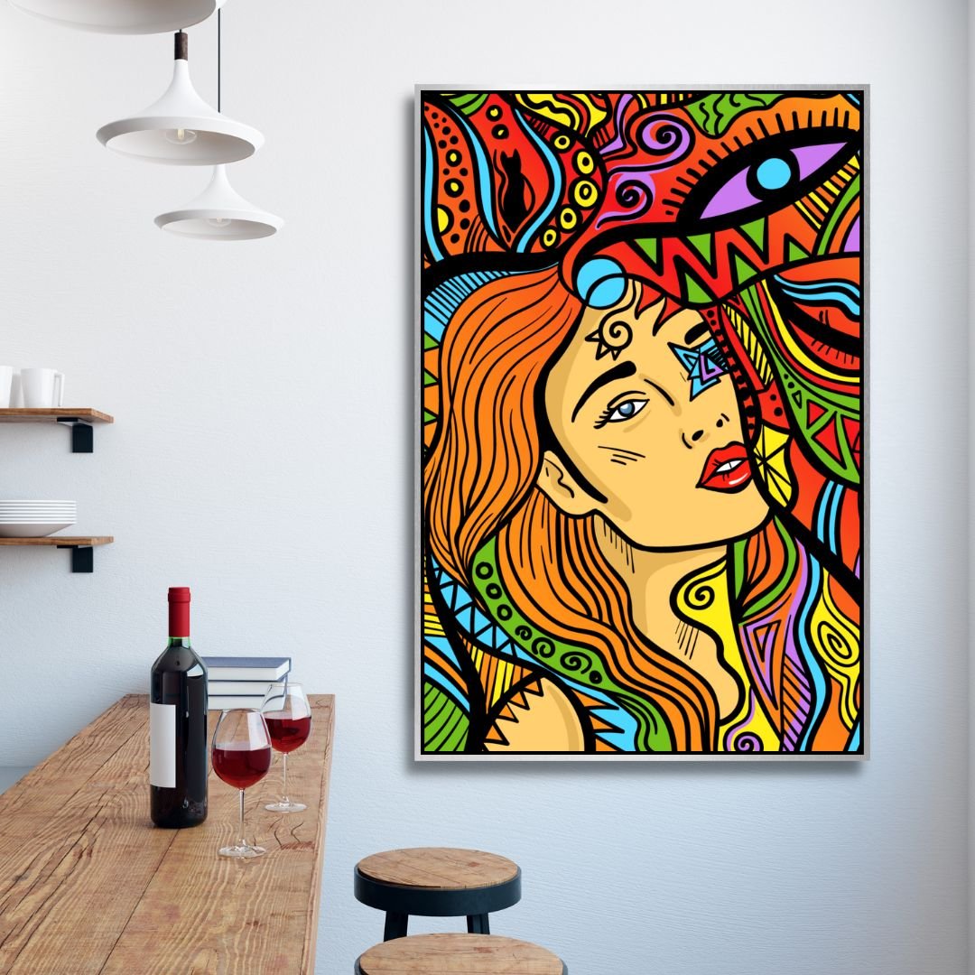 Psychedelic Woman Line Art - Designity Art