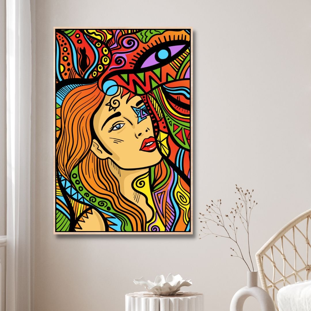 Psychedelic Woman Line Art - Designity Art