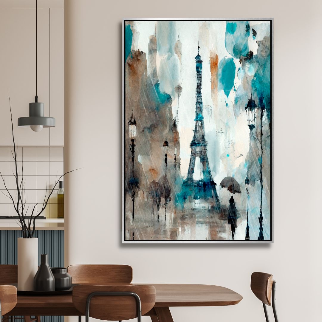 Rainy Paris Abstract Canvas Wall Art - Designity Art