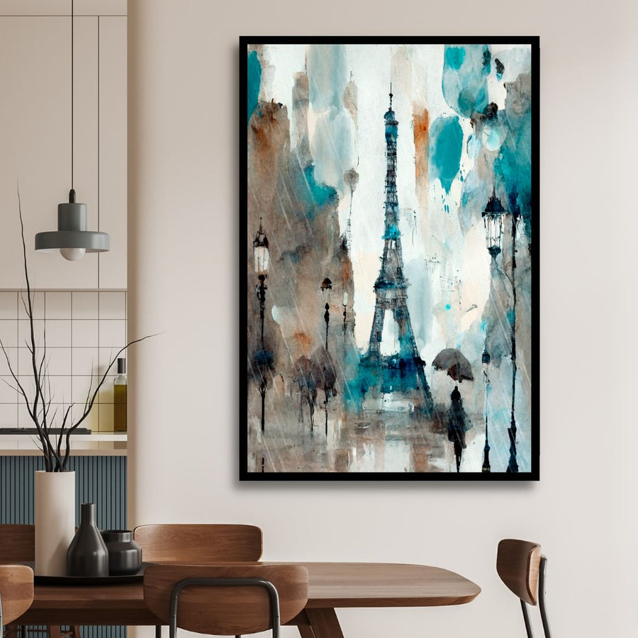 Rainy Paris Abstract Canvas Wall Art - Designity Art